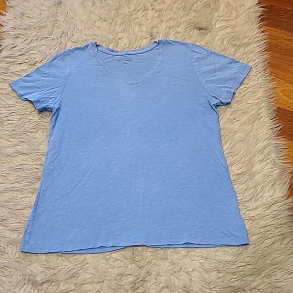 Eddie Bauer womens light blue cotton vneck tshirt‎ size large - Picture 1 of 5